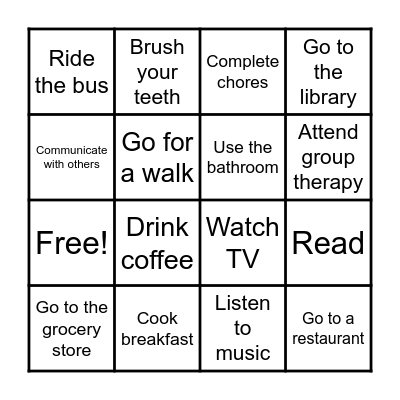 Daily Activity / Routine Bingo Card