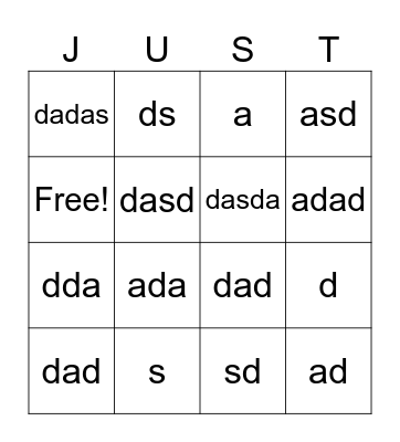 test Bingo Card