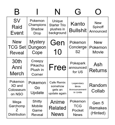 2026 Pokemon Day Bingo Card