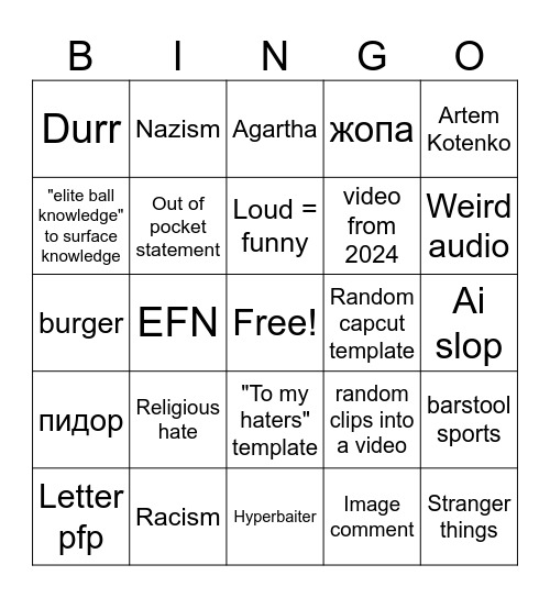 Tiktok Bingo Card