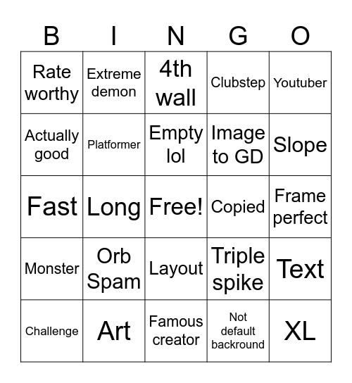 Recent Tab Bingo Card