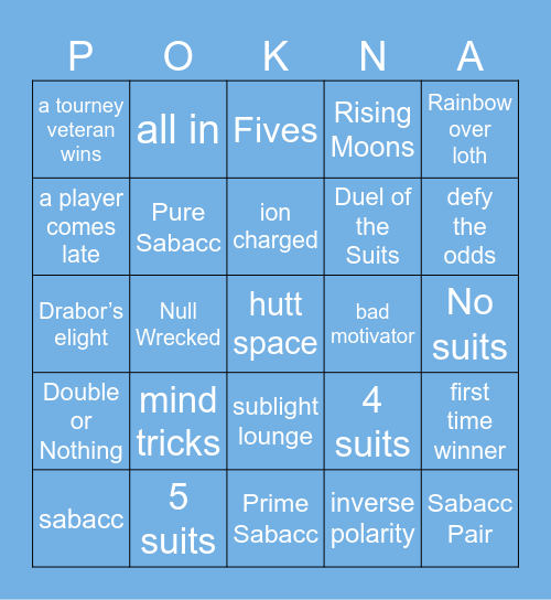 Pokna! Bingo Card