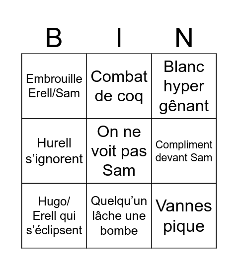 Erell & Hugo (et Sam…) Bingo Card