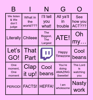 Partner Pajama Party Lingo Bingo Card