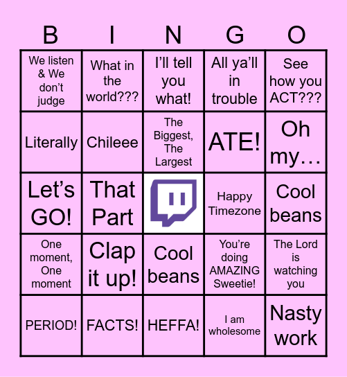 Partner Pajama Party Lingo Bingo Card