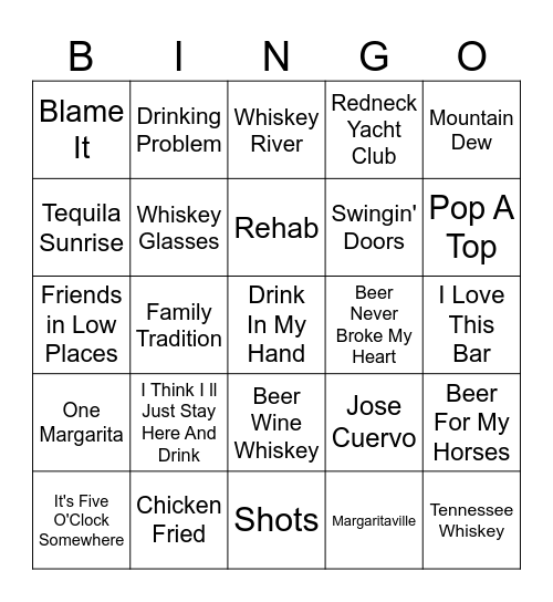 Drinking Songs 3 Bingo Card