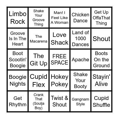 DANCE MIX Bingo Card