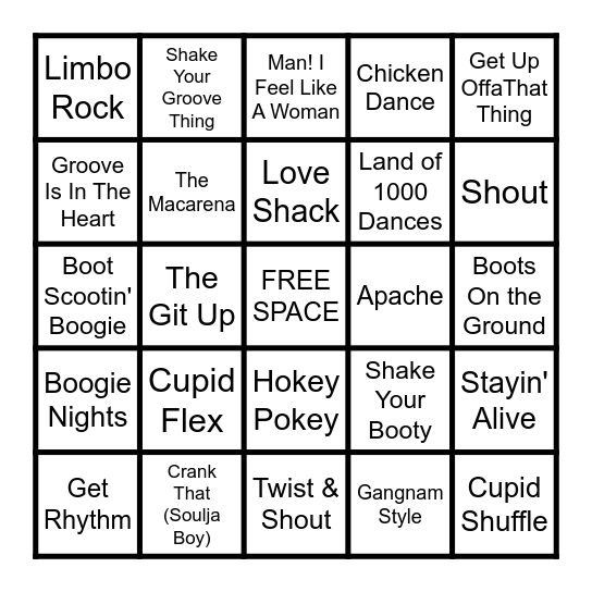 DANCE MIX Bingo Card