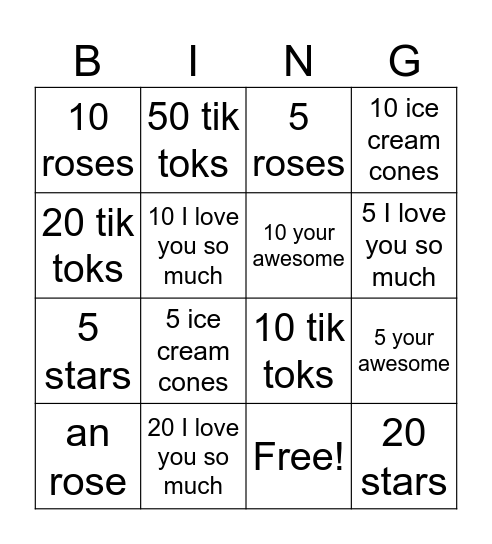 1 COIN BINGO LINGO Bingo Card