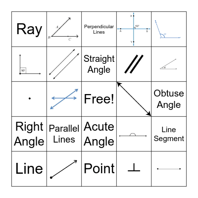 Lines, Rays, and Angles Bingo Card
