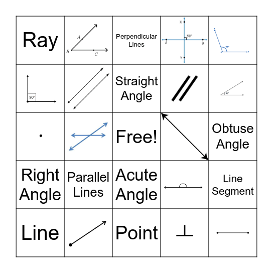 Lines, Rays, and Angles Bingo Card
