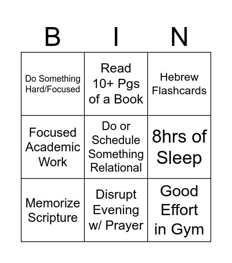 Daily Systems Bingo Card