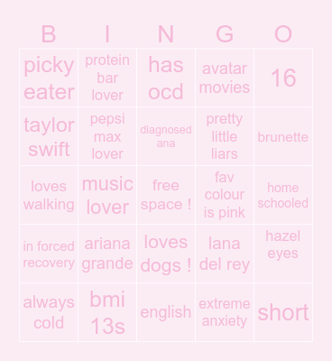 isla's bingo ! Bingo Card