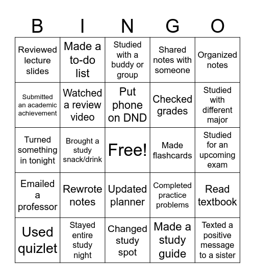 Name____________________________ Bingo Card