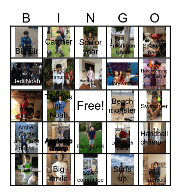 Happy Birthday Noah Bingo Card