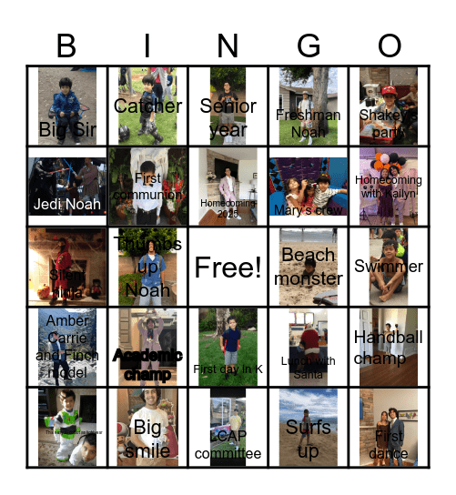 Happy Birthday Noah Bingo Card