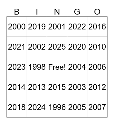 Syma's Birthday Bingo Card
