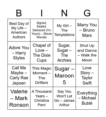 Becca's Bridal Bingo Card