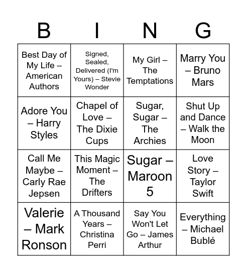 Becca's Bridal Bingo Card