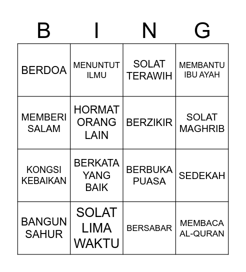 SIAPA SAYA Bingo Card
