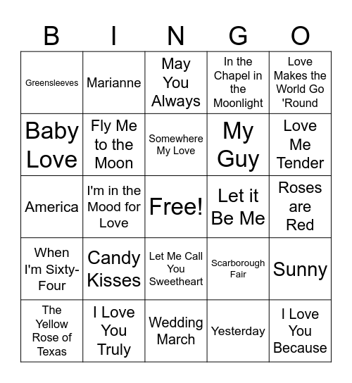 Oldies but Goodies! Bingo Card