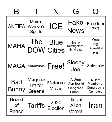2026 State of the Union Bingo Card