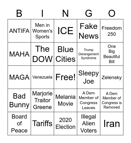 2026 State of the Union Bingo Card