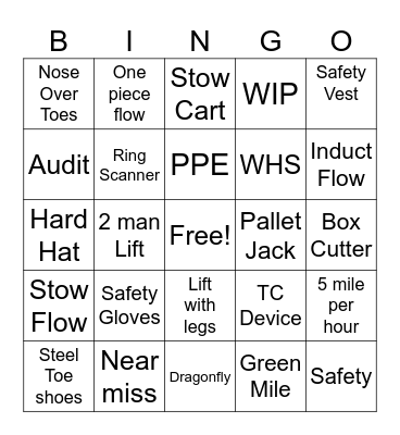 Safety Bingo Card