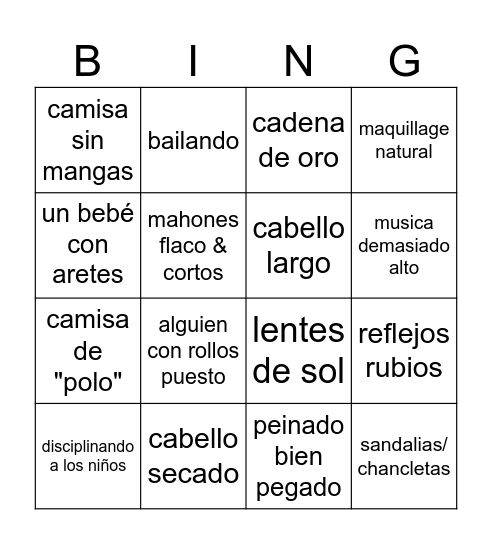 "bing" de jerica Bingo Card
