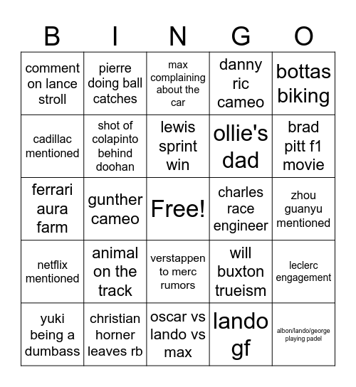 drive to suvive Bingo Card