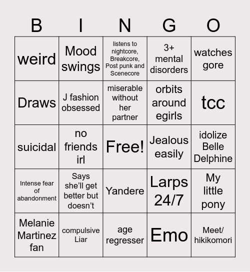 Me bingo Card