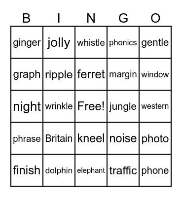 Phonics Unit 6 Lesson 2, Grade 2 Bingo Card