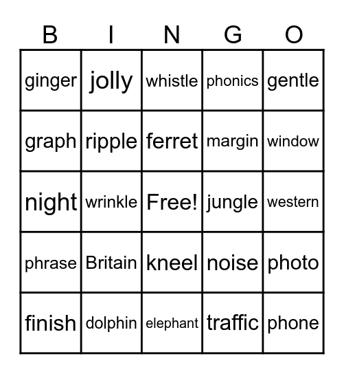 Phonics Unit 6 Lesson 2, Grade 2 Bingo Card