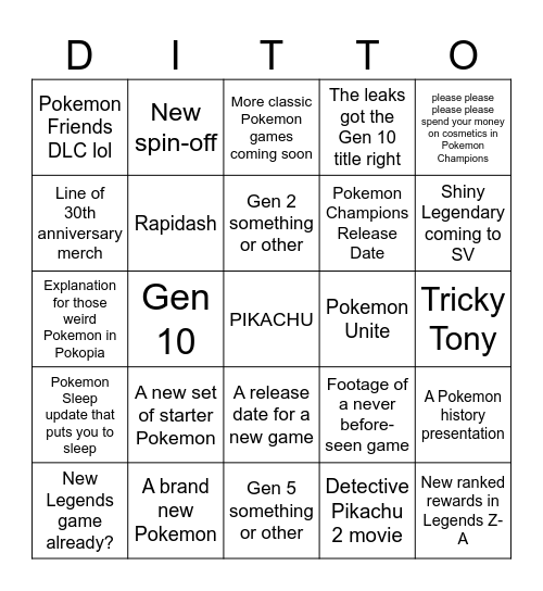 Pokemon Presents Bingo Feb 2026 Bingo Card