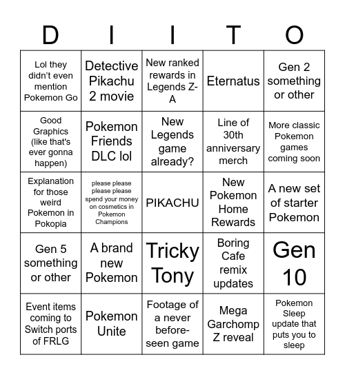 Pokemon Presents Bingo Feb 2026 Bingo Card