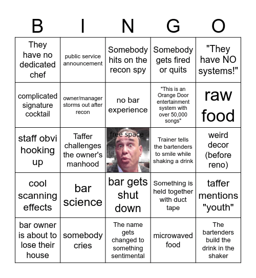 Bar Rescue Bingo Card