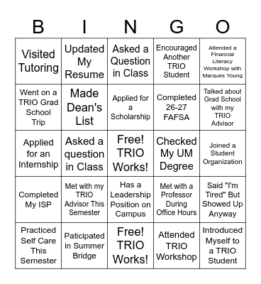 TRIO Bingo Card