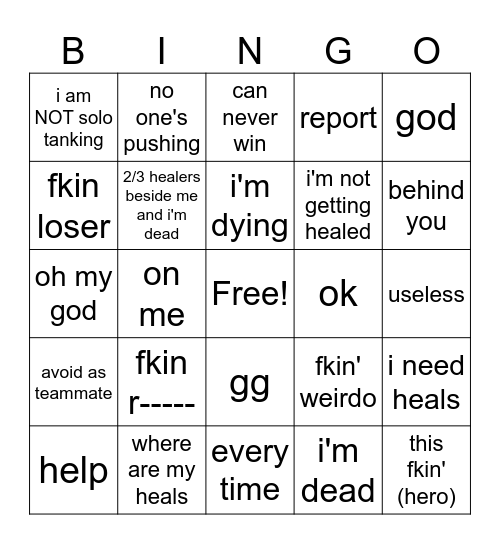 bf rivals bingo! Bingo Card