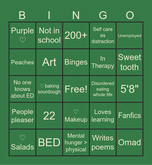 Ego's Bingo Card