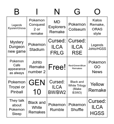 Pokemon Day Bingo Card