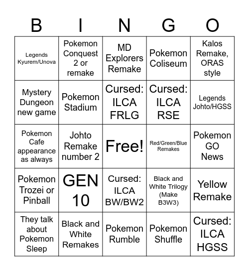 Pokemon Day Bingo Card