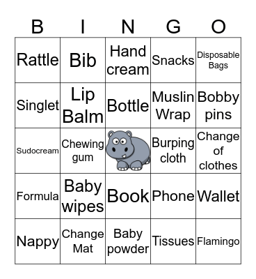 Nappy Bag Bingo Card