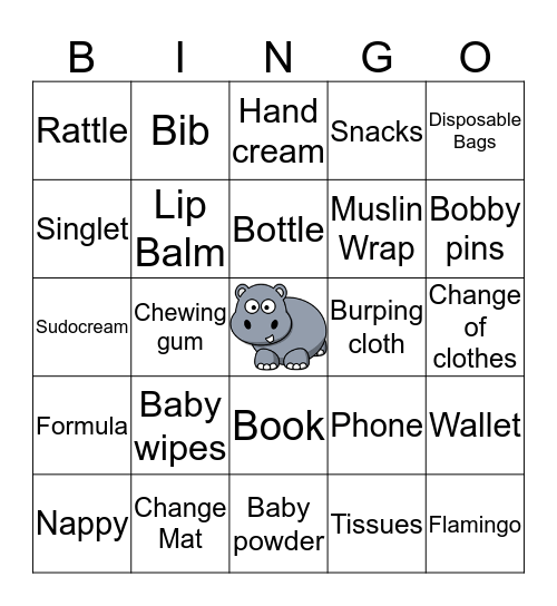 Nappy Bag Bingo Card