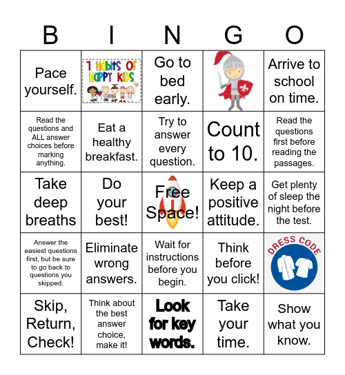 Test Prep Bingo Card
