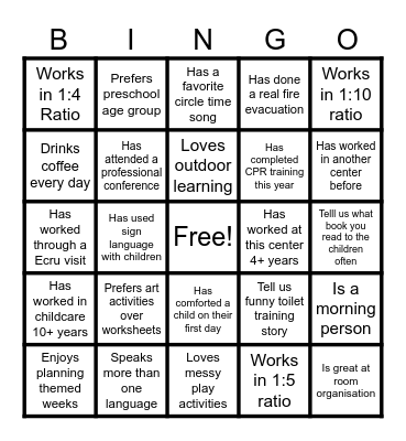 Nido Early School Aveley Bingo Card