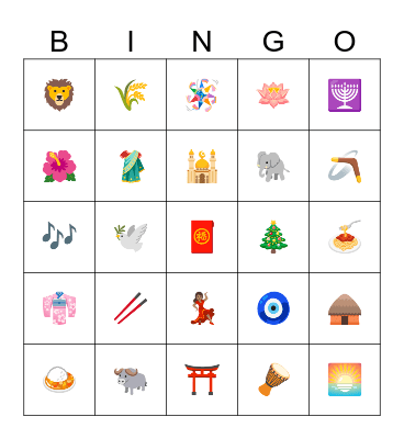 Harmony Day Emoji Bingo Card