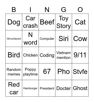 Random Bingo for Instagram Bingo Card