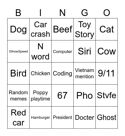 Random Bingo for Instagram Bingo Card