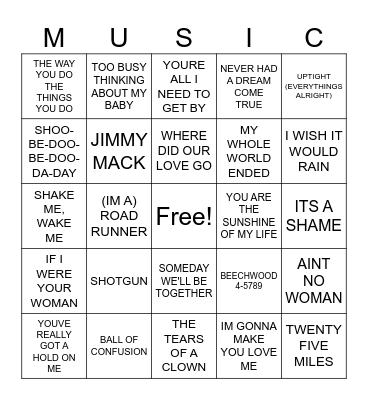 IN THE MOOD FOR MOTOWN? Bingo Card