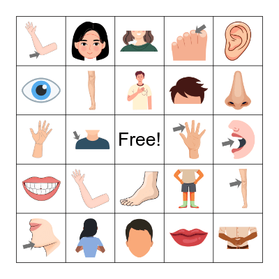 FE1 Unit 2: Body Parts Bingo Card